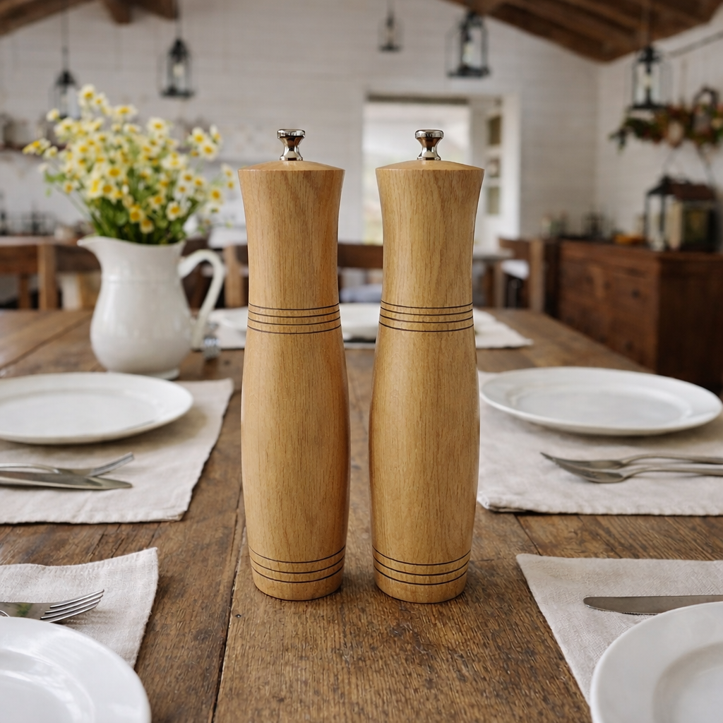 10" Oak Salt and Peppermill Set