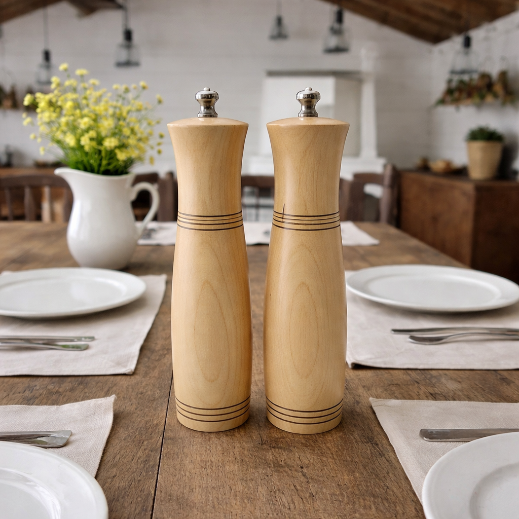 8" Maple Salt and Peppermill set
