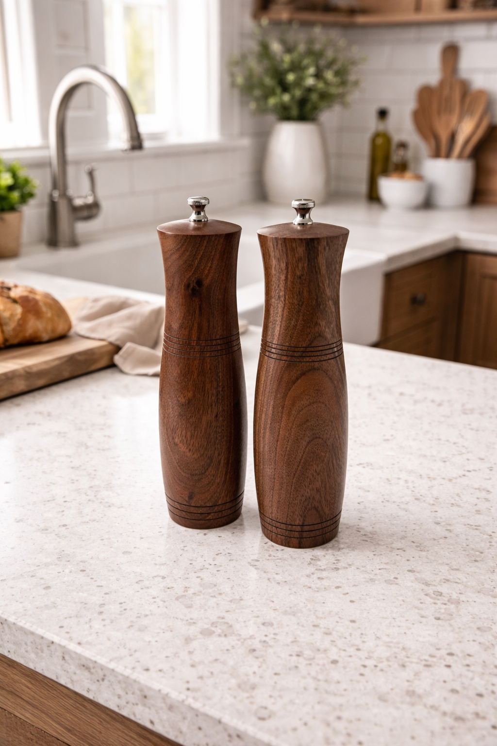8" Walnut Salt and Peppermill Set