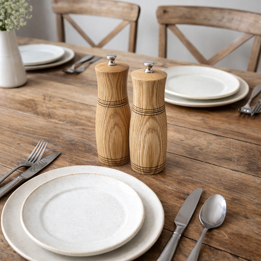 6" Oak Salt and Peppermill Set