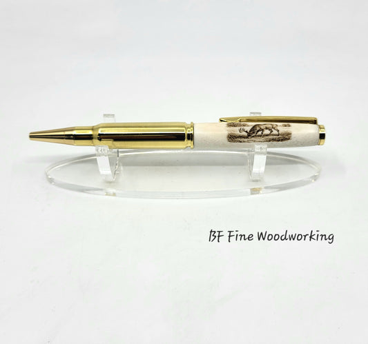 Rifle casing with deer antler